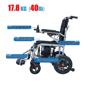 Lightweight Aluminum Alloy Foldable Electric Wheelchair Lithium Battery Power Chair for Elderly Disabled Hospital Wholesale