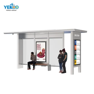 Yeroo Modern Stainless Steel Bus Shelter Energy-Saving LED Lighting Waterproof Design For Urban Public Street Furniture
