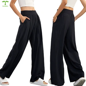 New Arrival Ribbed Pants & Trousers for Women High Waist Yoga Dance Pants Sports Wear Casual Loose Women'S Wide Leg Pants
