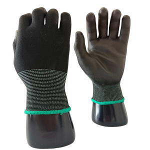 13 Gauge Seamless Black Polyester Spandex Blended Glove Sandy Nitrile Safety Work Gloves With Black Nitrile Sandy Palm Coating