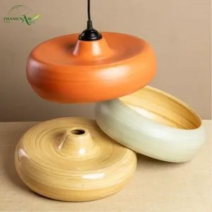 Handcrafted Spun Bamboo Pendant Lamp with Smooth Organic Shape