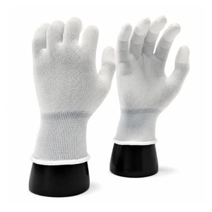 High Dexterity White Polyester White PU Fingertip Coated Safety Work Gloves for Delicate Small Parts Assembly Processing
