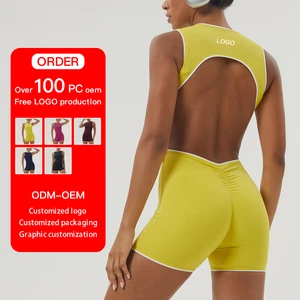 Wholesale Backless Sports Yoga Jumpsuit Hip Lift Fitness Breathable Sleeveless Jumpsuit