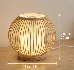 Bamboo Table Lamp Zen Bedside Ambient Lighting Natural Woven Decor Home Lamp OEM Supplier Vietnam Factory