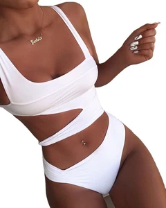 Mature Women's Custom Swimsuit Women's Solid Color One Piece Wholesale Bikini Swimwear