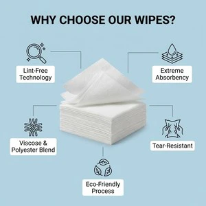 Industrial Disposable Class 1000 ISO Certified Lint-Free Non-Woven Paper Cleanroom Wipes 25cmx25cm Strong Tensile Strength