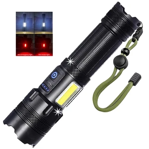 Hot Sale Xhp160 COB LED Flashlight IP55 Waterproof Zoom 7 Lighting Modes USB Rechargeable 7800 Lumens 400-500M Spot Beam