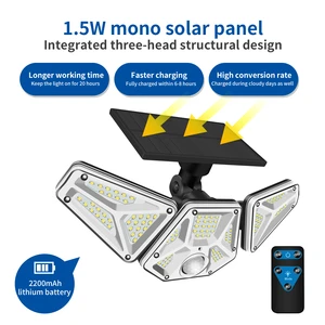 IP65 Motion Sensor LED Garden Solar Wall Light with Adjustable Head 10W Outdoor Waterproof