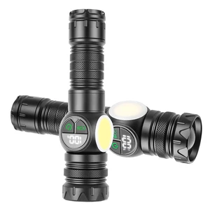 1200lumen Battery Indicator 30w LED 1200m Long Range Strong Light LEDRechargeable Magnetic Torch Outdoor Zoomable Flashlight