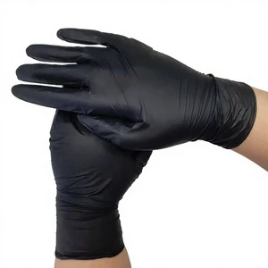 Disposable Black Nitrile Protective Gloves Textured Fingers Powder-Free ISO Certified Non-Sterile Latex/Silicone Free for