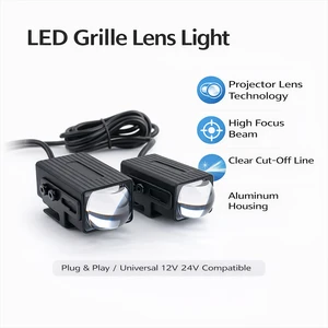 Auto Lighting System Laser Car Grill Light 3000K 6000K 22W Car Spotlights Led Grille Lights Biled Projector Lens