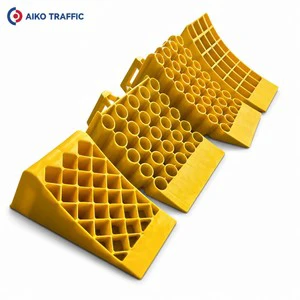 Aiko Heavy Duty Rubber Wheel Chocks Non Slip SAE J348 Standard Design For Truck Trailer Safety Black Model Aiko123