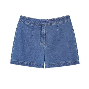 SHENZHU Women's 2025 Summer New Casual Simple Versatile Mid-waist Denim Shorts
