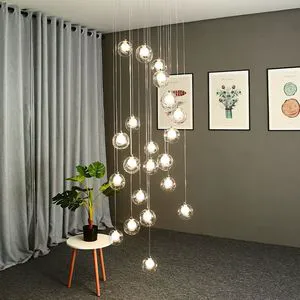 Glass Lights for Livingroom Luxury Dining Room Crystal Light Decorative Chandeliers Spherical Pendant Light and Bubble Lamp