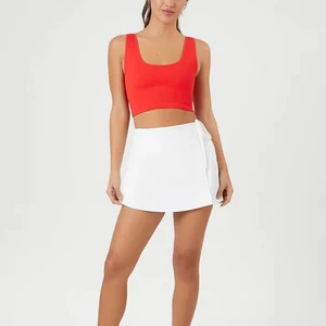 Women's Red Ribbed Scoop Neck Racerback Breathable Lightweight Yoga Top Solid Color Spandex Polyester Sports Bra For Sale