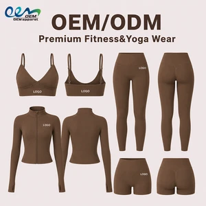 OEM/ODM Activewear Manufacturer Custom Logo Sports Wear Nylon Spandex Soft Brushed Fitness Pants Gym Leggings Women Yoga Sets