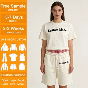 Women Tracksuits Two Piece Set Short Sleeve T Shirt Drawstring Waist Shorts Soft Fabric Casual Wear OEM ODM Tracksuits