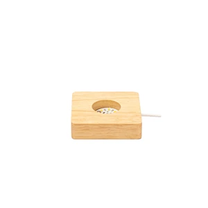Black Walnut square Warm Light Solid Wood Luminous Base Storage Touch Switch LED Crystal Fish tank Lamp Holder Night Light