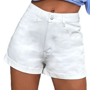 RNSHANGER Summer New High Waist Women Denim Shorts Fashion Solid Straight Leg Thin Jeans Shorts Street Comfortable Ladies Shorts