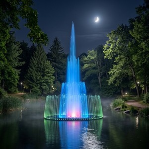 Professional Large Outdoor Music Dancing Fountain Floating Lake Water Feature Programmable RGB LED Light Garden Landscape