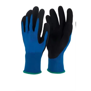 Custom logo Men Industrial Grip Heavy Duty Safety Construction Rubber Garden Gloves Finger Protective Nitrile Coated Gloves