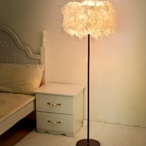 Modern Feather Floor Lamp Light Luxury Interior Decoration Living Room Bedroom Bedside Floor Lamp LED Vertical Floor Lamp