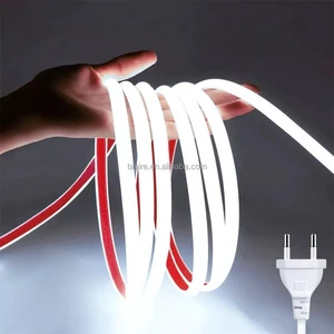 110V 220V Cob LED Strip with Plug Connector 3000K 4000K 6500K Waterproof Tape Warm/Natural/White Indoor Outdoor Led Light Strip