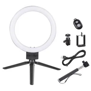 LED Ring Light Dimmable 5000K Daylight Video Camera Lights with Tripod and Remote Control