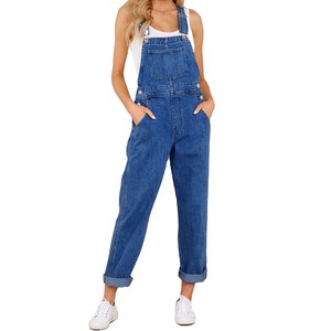 High Waist Medium Denim Long Jumpsuit Neckline Long-Sleeved Flare Sleeve Square Pockets Front White Casual Vintage Button