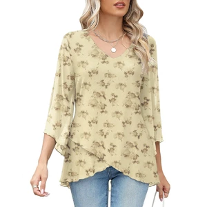 Breathable Cotton Women's Plus Size Short Sleeve T-Shirts Loose Casual Spring Tops Blouses with Solid Pattern Front Logo