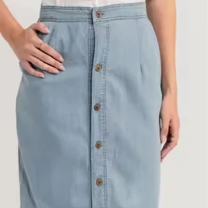 Vintage High Waist Casual Denim Skirt for Women Summer Fashion Knee-Length Breathable Embroidery Quick Dry Anti-Wrinkle