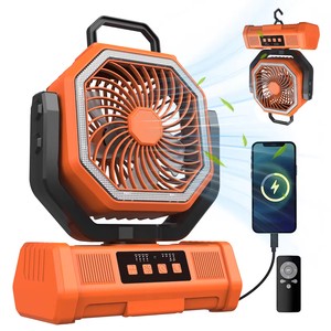 20000mAh Solar Camping Fan Solar Panel Rechargeable LED Lantern Battery Operated Electric Outdoor Tent Fan Oscillating Brushless