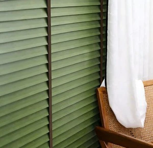 Green Solid Wood Motorized Blinds For Bedrooms, Living Rooms, And Home Offices Blackout