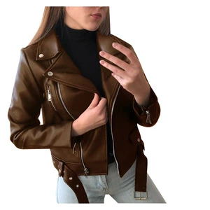 2023 New Arrival S-5XL Short Spring Korean Version PU Motorcycle Suit Slimming Slim Winter Plus Size Leather Jacket Women's Top
