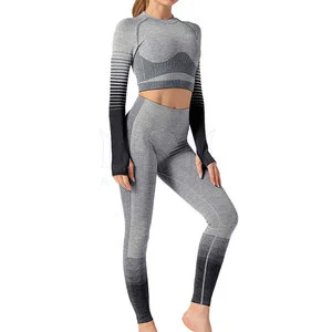 Polyester Spandex Women Yoga Set Solid Front Custom Logo 2-Piece Quick Dry Breathable Eco-Friendly Wholesale