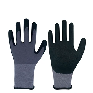 High Quality YOUGAIN YG-S1503 13 Gauge Nylon Sandy Nitrile Coating Mechanic Safety Breathable Working Gloves XL Size EN 388