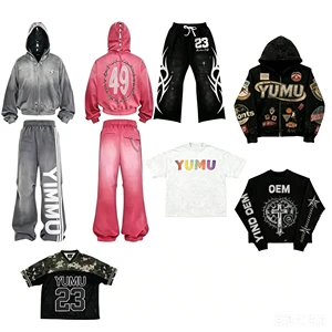 OEM Brand LOGO Custom Applique Vintage Streetwear Sweatsuits Hoodie Sets Men Tracksuits 100% Cotton