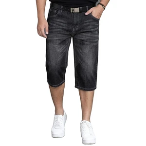 Summer Casual Women's Denim Lace Streetwear High Waist Elastic Stretched Thin Plus Size Calf Length Shorts