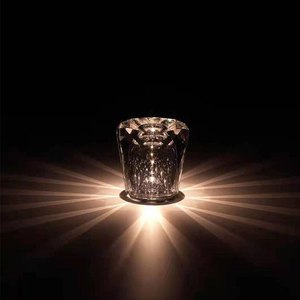 Modern Creative Glass Table Lamp Crystal Body LED Rechargeable Battery Touch Control Dimmable Night Light for KTV Bar Bedroom