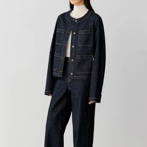 OEM Women Pure Cotton Short Denim Jacket OEM ODM Vintage Style Loose Fit Washed Denim Casual Black Color