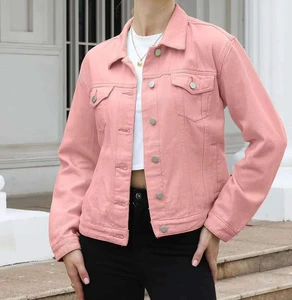 Newest Style Lady Denim Jean Jacket for Women's Long Sleeves Women Clothing Bulk Quantity Denim Jacket Women