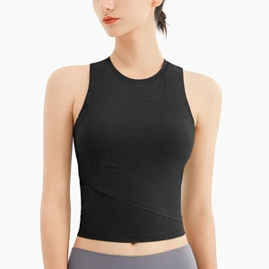 Custom Plain Slim Fit Sleeveless Crop Top Yoga Bra for Gym Tops Outdoor Sports Quick-dry Running Yoga Top for Women