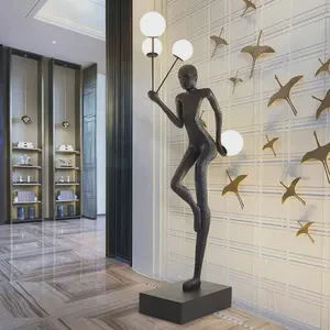 Luxury Modern Standing Floor Lamp Abstract Humanoid Art Sculpture Holding LED Ball Large Size for hotel floor lamp