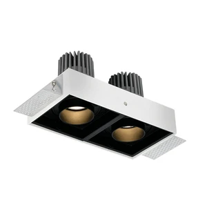 Double Heads 15W*2 Commercial Spotlight Trim Downlight COB Rotatable Adjustable LED Grille Light