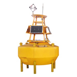 Solar Panels Equipped LLDPE Foam Filled River Ocean Water Monitoring Buoy with Light IALA Certified UV Protection & Waterproof
