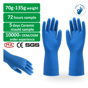 OEM Customized Blue Waterproof Oil Acid Resistant Industrial Anti Chemical Hand Protection Safety Rubber Gloves