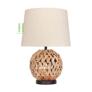 BEST WHOLESALE Hot Selling Handmade Bamboo Table Lamp Natural Wicker Bedside Lamp Fabric Shade Touch Control for for Home