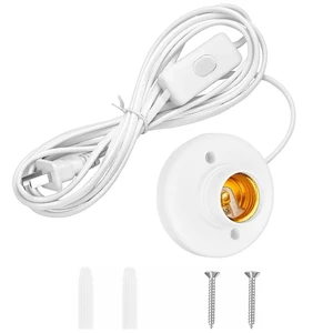 Light Bulb Socket Power Cord Light Socket E26/ E27 Lamp Base Desktop Light Socket with Cord Light Bulb Light Bulb Socket