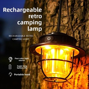 Outdoor Lighting Camping Lamp LED Rechargeable Camp Light Portable Tent Light Retro Camp Atmosphere Handheld Hanging Lamp