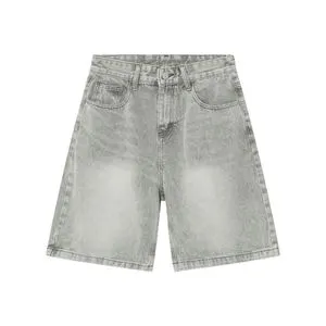 Street Fashion Casual Skater Boy Jorts Wash Whisker Fade Men's Denim Jeans Wide Leg Half Pant Bottom Short Baggy Designer Jeans